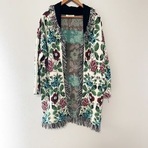 Aldomartins x Anthropologie INTARSIA Floral Kimono Cardigan Coat Sweater Sz S
